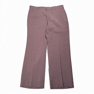 May include: A pair of mauve-colored, wide-leg trousers. The pants have a classic design with a button and zipper closure, belt loops, and front pockets. The fabric has a subtle textured appearance.