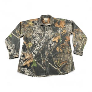 Vintage Mossy Oak Hemd Erwachsene 2XL XXL Braun Camouflage Flanell Chamois Jagd