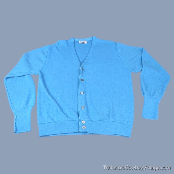 Vintage 70s JC Penney Cardigan Sweater Sky Blue Acrylic Button - Etsy