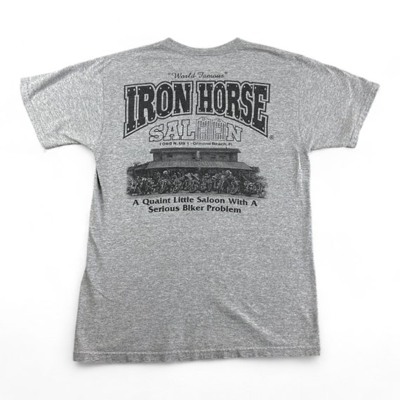 Vintage Biker Shirt Adult MEDIUM Gray 90s Iron Hor