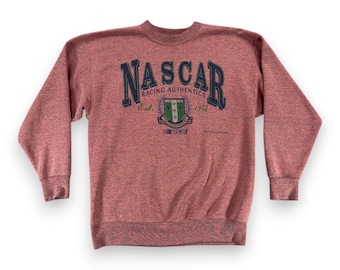 Vintage NASCAR Sweater Adult MEDIUM Red Sweatshirt Racing Authentics USA 90s