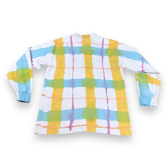 Vintage 80s Psychedelic Window Pane Dye Long Slee… - image 2