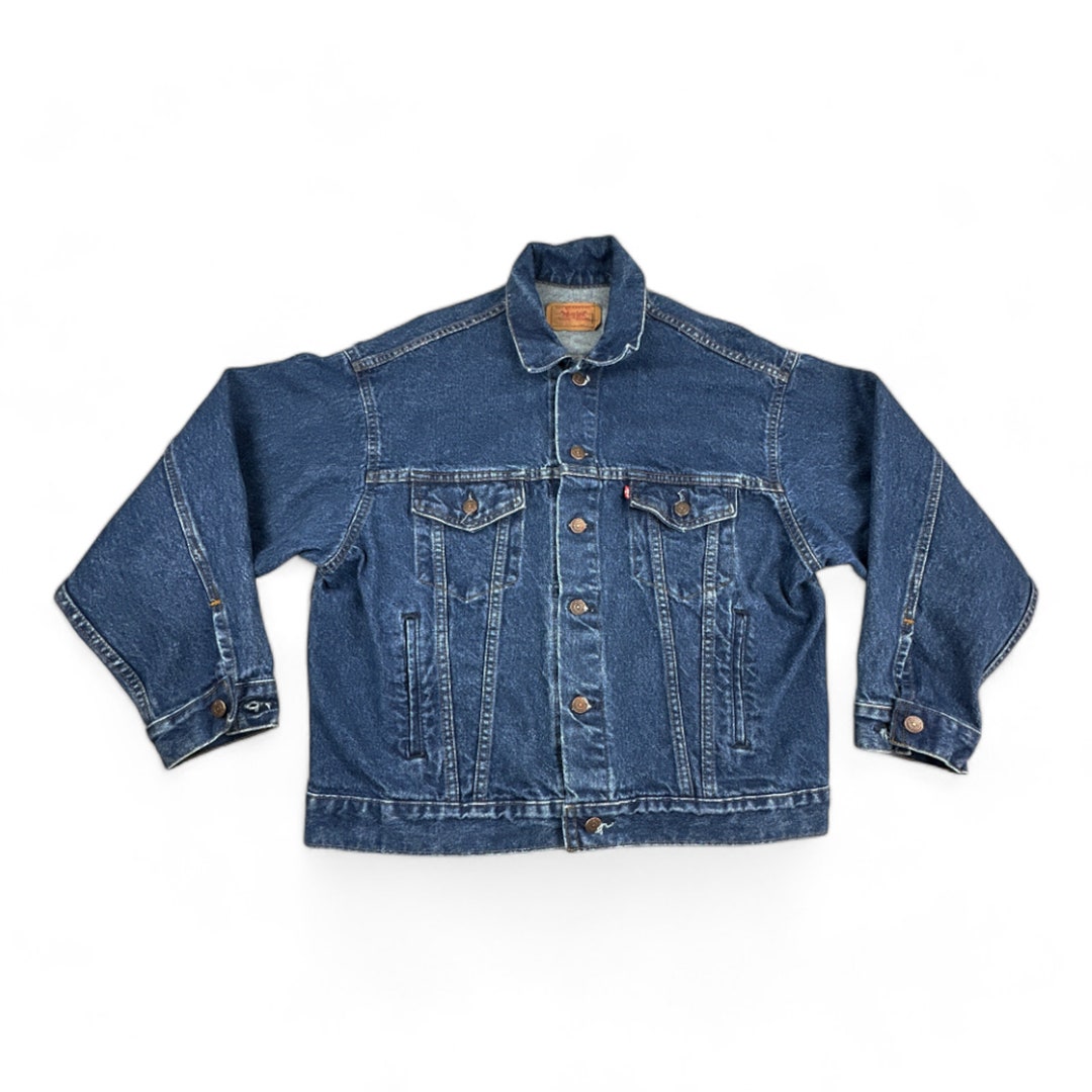 Vintage Levis Jeansjacke Erwachsene LARGE Blue Dark Wash 80er