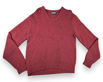 Vintage Jantzen Sweater Adult SMALL Burgundy 80s V Neck Cozy Academic