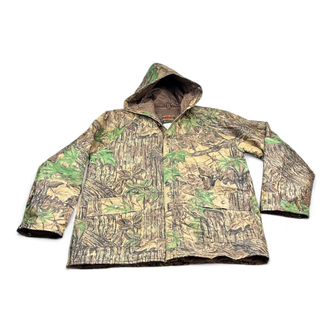 アメリカ古着迷彩ジャケットstearns dry wear Vintage Stearns Jacket Adult LARGE Brown Camouflage Raincoat