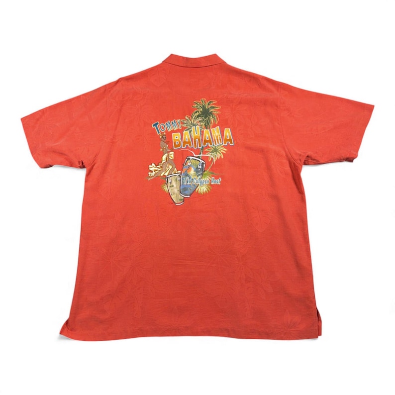 Vintage Tommy Bahama Shirt Adult EXTRA LARGE Orange Camp Silk Calypso Heat Y2K image 1