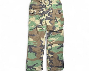 Vintage US Military Pants Mens 31x31 Brown Camouflage Woodland Cargo BDU 80s