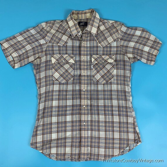 Vintage Levis Western Shirt 70s Plaid LARGE