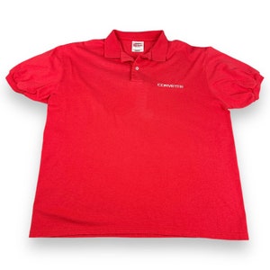Vintage Corvette Polo Shirt Adult MEDIUM Red 90s Chevy Cars Chevrolet Dealership