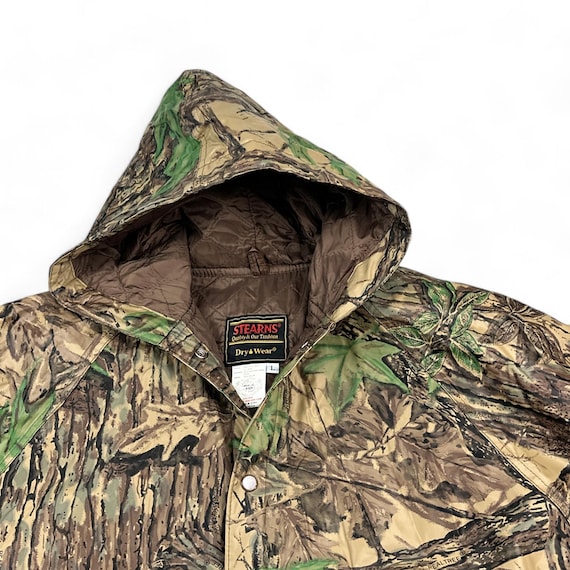 アメリカ古着迷彩ジャケットstearns dry wear Vintage Stearns Jacket Adult LARGE Brown Camouflage Raincoat