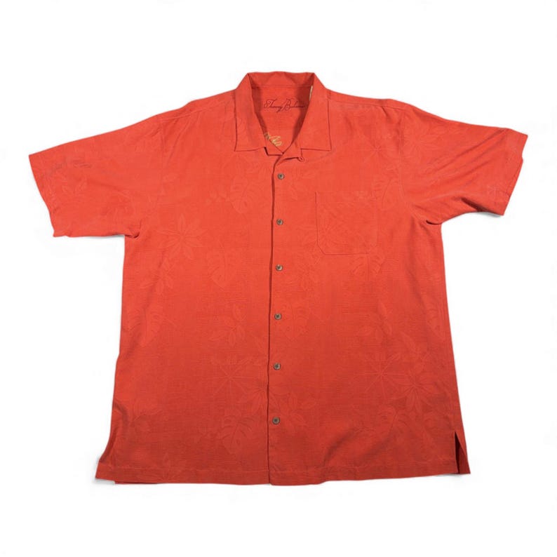 Vintage Tommy Bahama Shirt Adult EXTRA LARGE Orange Camp Silk Calypso Heat Y2K image 2