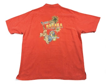 Vintage Tommy Bahama Shirt Adult EXTRA LARGE Orange Camp Silk Calypso Heat Y2K