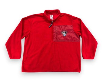 Suéter vintage de Betty Boop para adulto, talla extragrande, rojo, polar, bordado, cremallera, estilo Y2K.