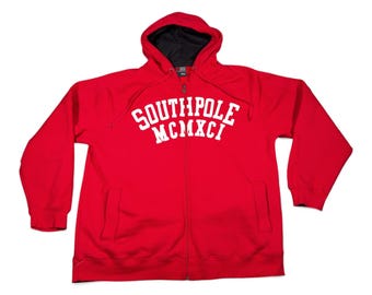 Vintage Y2K Southpole Hoodie Sz XXL Red Embroidered Skater Grunge
