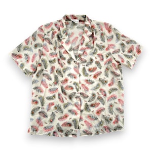 Vintage Levis shirt dames LARGE witte blousetop pauwenveren kamp boho jaren 70