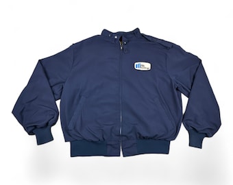 Vintage King Louie Jacket Adult LARGE Blue 80s Fbi Buildings Patch