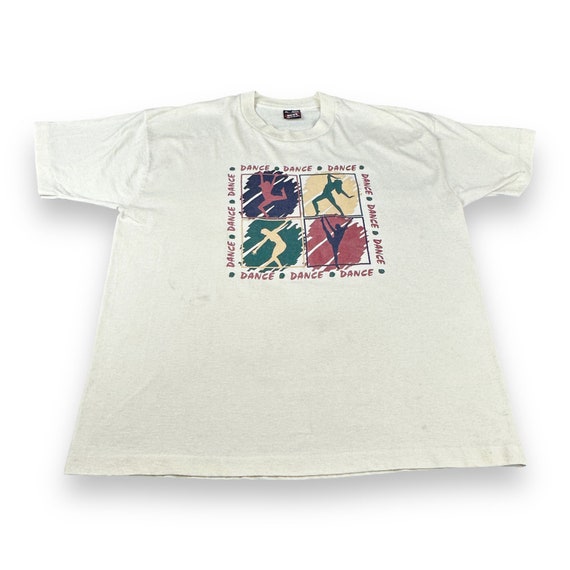 Vintage 90s Dance Art Sketch T-Shirt Adult XL Bei… - image 1