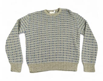 Suéter vintage Christopher Michael para adulto, talla mediana, marrón, tejido grueso, oversize, estilo años 90