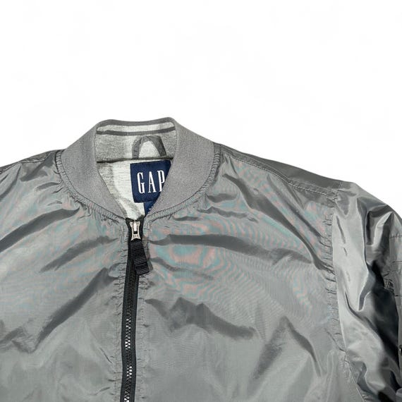 Vintage Gap Jacket Adult SMALL Gray Bomber MA1 Flight Nylon