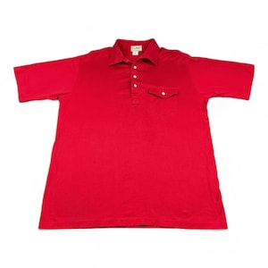 Vintage LL Bean Polo Shirt Adult LARGE Red Pocket 80s 70s USA Made Outdoor