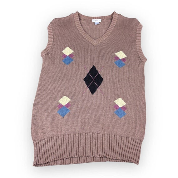 Vintage Argyle Sweater Vest Adult EXTRA SMALL Bro… - image 1