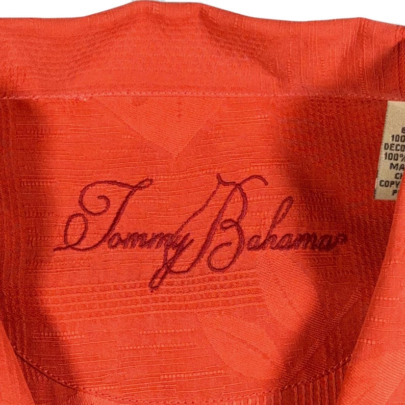 Vintage Tommy Bahama Shirt Adult EXTRA LARGE Orange Camp Silk Calypso Heat Y2K image 6