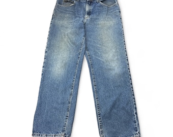 Vintage Lee Jeans Mens 36x31 Blue Medium Wash Denim Straight Leg Distressed 90s