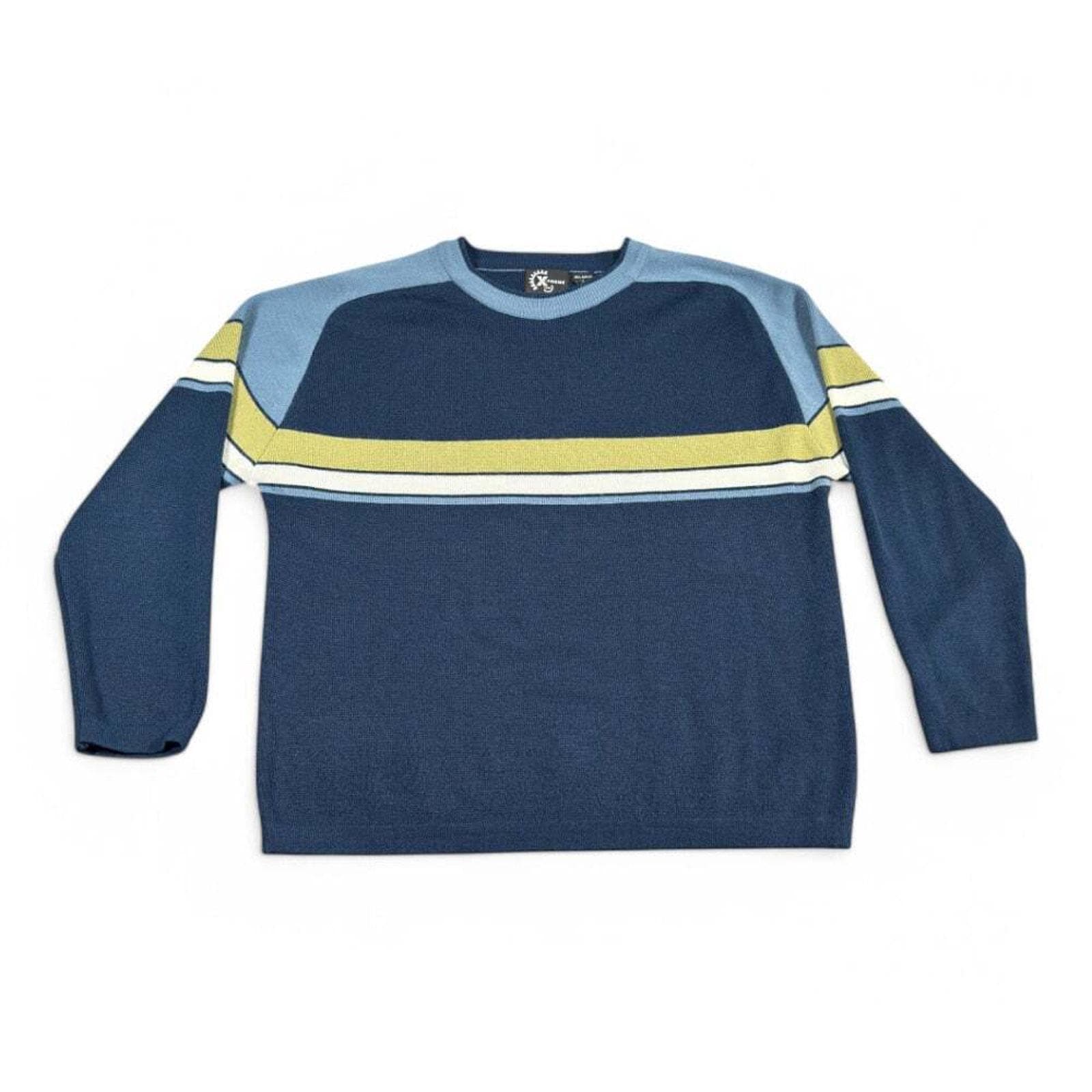 Vintage Xtreme Gear Sweater Adult LARGE Navy Blue Colorblock 