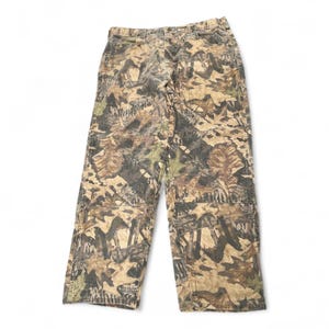Pantalon Wrangler vintage pour hommes 36 x 30 camouflage marron chasse double genou Mossy Oak Y2K