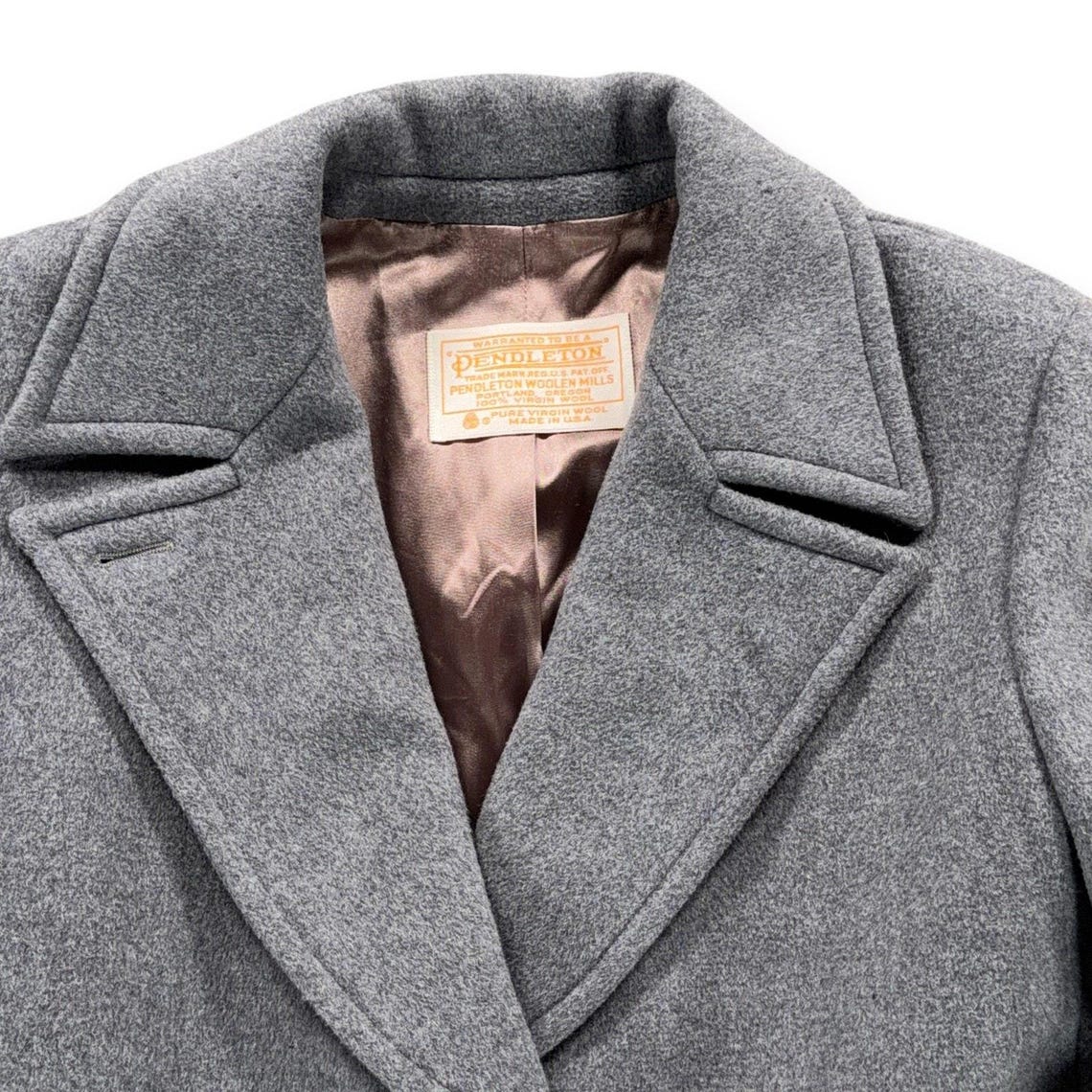 Vintage Pendleton Coat Womens LARGE Gray Virgin Wool Maxi Belted Topcoat USA 70s, foto 2 de 5
