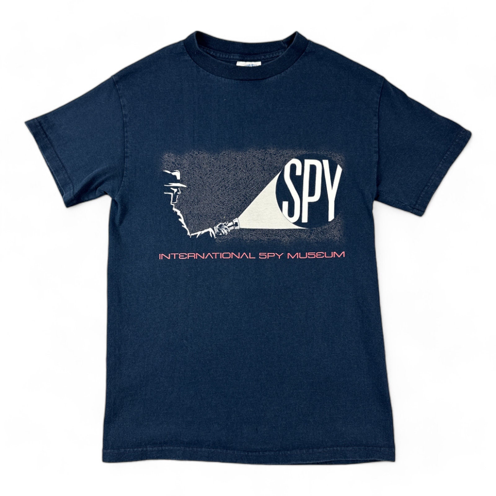 Vintage Spy Museum Shirt Adult SMALL Blue 90s International