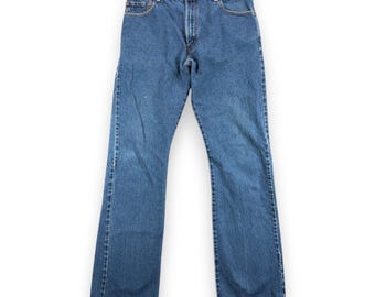 Jeans Levi's 517 vintage para hombre, talla 34x36, azul, corte bota, lavado medio, mezclilla, Y2K, etiqueta 36x36
