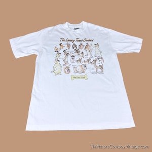 Vintage Looney Tunes Dogs Shirt Adult LARGE White 90s Canines Cartoon Deadstock