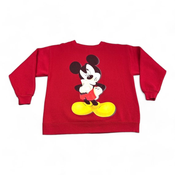 Vintage Disney Sweater Red Adult SMALL Mickey Mouse 80s 90s Sweatshirt Pullover