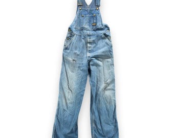 Vintage Osh Kosh BGosh Overalls Mens 34x30 Blue Denim Vestbak Bib Union USA 70s
