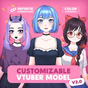 Customizable Anime Girl VTuber Model • Fully Editable Live2D Avatar for VTube Studio • Endless Hair, Outfit & Face Options • Ready-to-Use