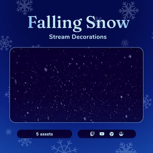 5 Falling Snow Animated Stream Decorations for Twitch & OBS Studio | Snowflake, Realistic Snow, Blizzard | Decoration Overlay | Vtuber Asset