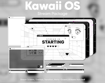 Pacote de Overlay Kawaii OS Y2K para Twitch · Overlay de Anime para Streams · Overlay para OBS · Overlay para Streamlabs · Pacote de Streams Animadas