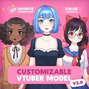 Customizable Anime Girl VTuber Model • Fully Editable Live2D Avatar for VTube Studio • Endless Hair, Outfit & Face Options • Ready-to-Use