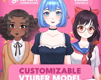 Customizable Anime Girl VTuber Model • Fully Editable Live2D Avatar for VTube Studio • Endless Hair, Outfit & Face Options • Ready-to-Use