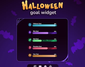 Widget de objetivos para transmisiones de Halloween • Twitch y YouTube (StreamElements)