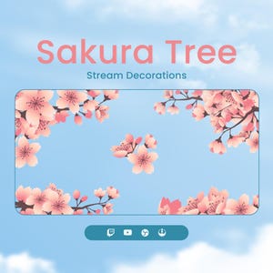 7 Sakura Animated Stream Decorations for Twitch & OBS Studio | Sakura Tree, Sakura Flowers | Decoration Overlay | Vtuber Asset