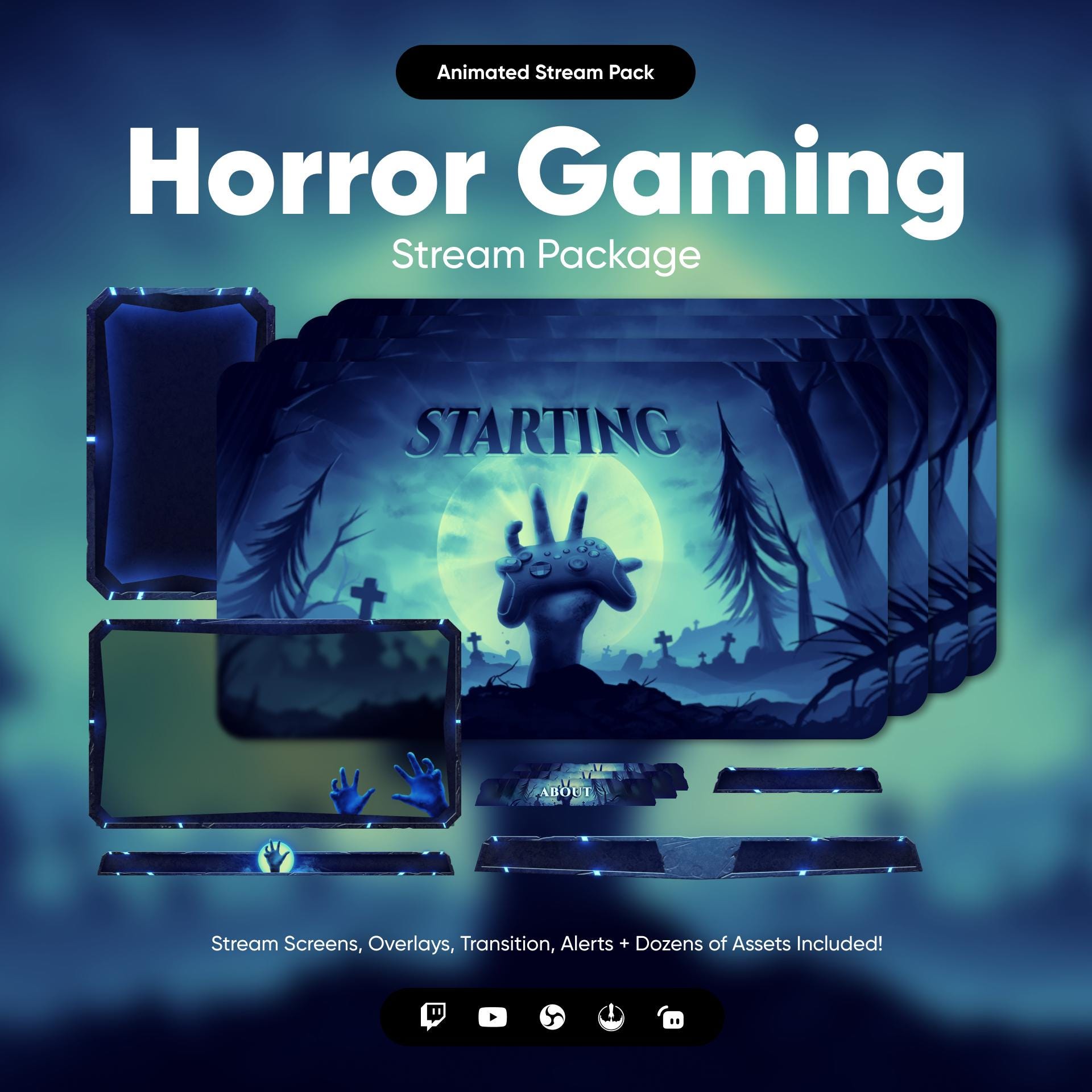 Horror Gaming Twitch Overlay Pack (ANIMATED) - Gruseliges Halloween ...