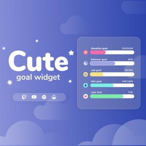 Cute Twitch Goal Widget • Cozy Goal Widget for Twitch and YouTube Streamers (StreamElements)