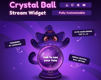 Witch Cat Crystal Ball Twitch Widget • Interactive Magic 8 Ball StreamElements OBS