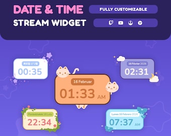Twitch Clock Widget — Digital Date & Time Overlay for OBS (Streamelements)