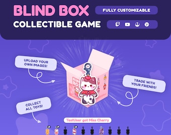 Twitch Blind Box Collectible Game Widget, Kawaii Cat Toy Unboxing with Trading (StreamElements, OBS)