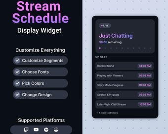 Twitch Stream Schedule Widget • Agenda Panel • Live Timer Overlay for OBS & StreamElements