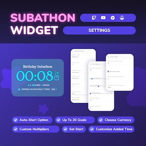 Subathon Timer Widget • up to 20 Milestones • Twitch & Youtube ...