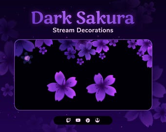 Dark Sakura Animated Stream Overlays | Twitch & OBS Decorations (Digital Download)